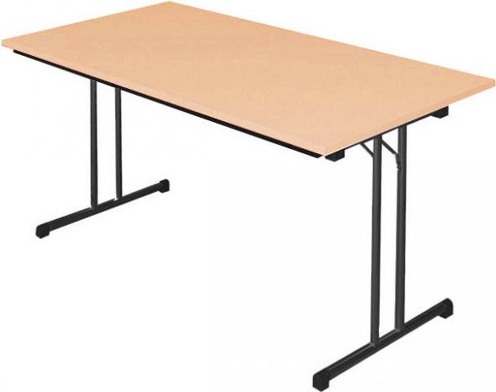 Klapptisch Besprechungstisch Schreibtisch 160x80cm RAL 9005 Schwarz/ Buche-Nachbildung