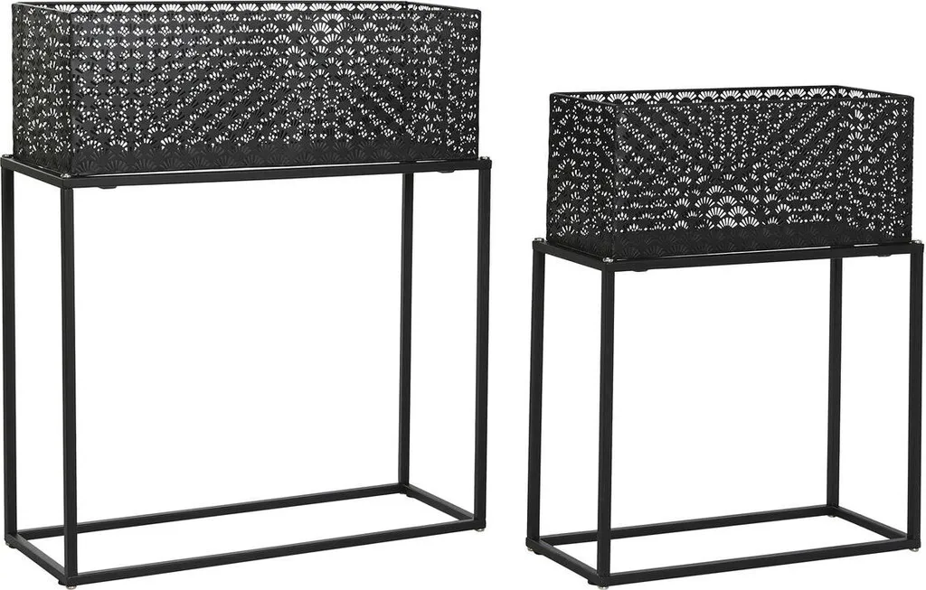 Support de fleurs en métal noir au design industriel 60x22x70 cm DKD