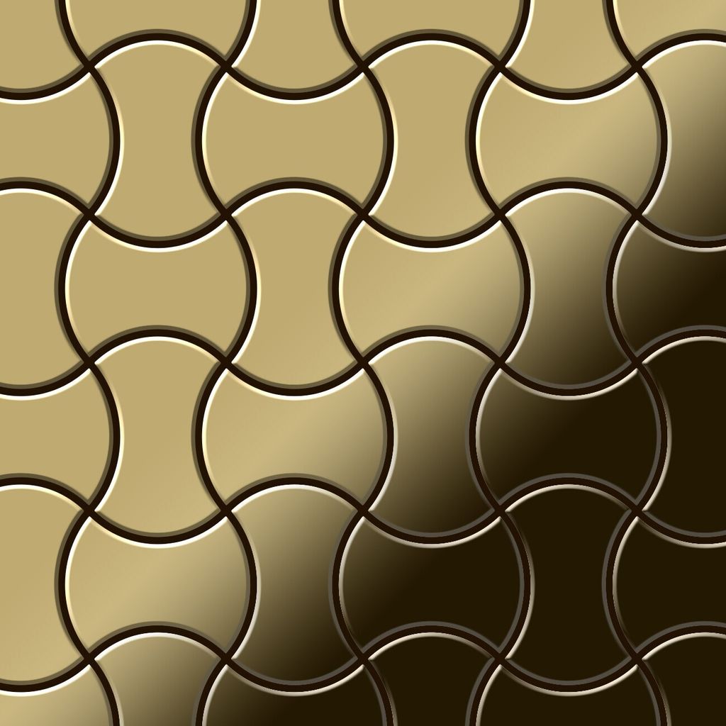 Mosaik Fliese massiv Metall Titan hochglänzend gold 1,6mm stark Infinit-Ti-GM