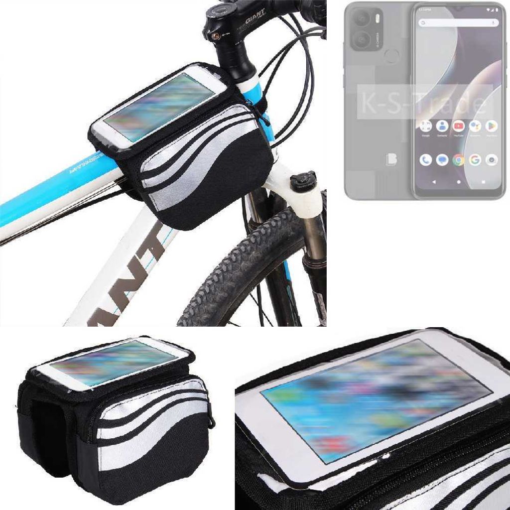 K-S-Trade Rahmentasche Fahrrad-Halterung kompatibel mit BLU G43 Rahmenhalterung Fahrrad Handyhalterung Fahrradtasche Handy Smartphone Halterung Bike