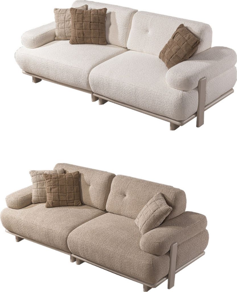 Villa Möbel Sofa Set Smooth Grau-Anthrazit Stellvariante:2+2 Handmade, pflegeleichter Mikrofaser Webstoff