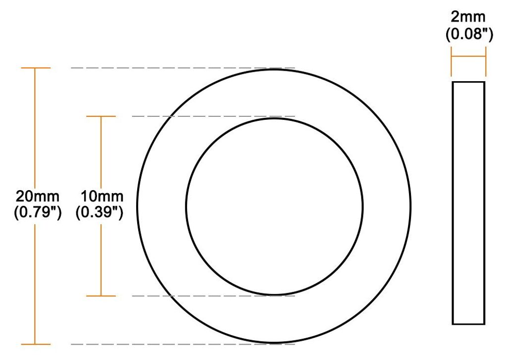200Stk, Nylon Flache Unterlegscheiben M10 fš¹r 10 mm ID Schraubenbolzen 20 mm AD 2 mm Dick Distanzhš¹lsen Dichtungsringe Beilagscheiben fš¹r ...