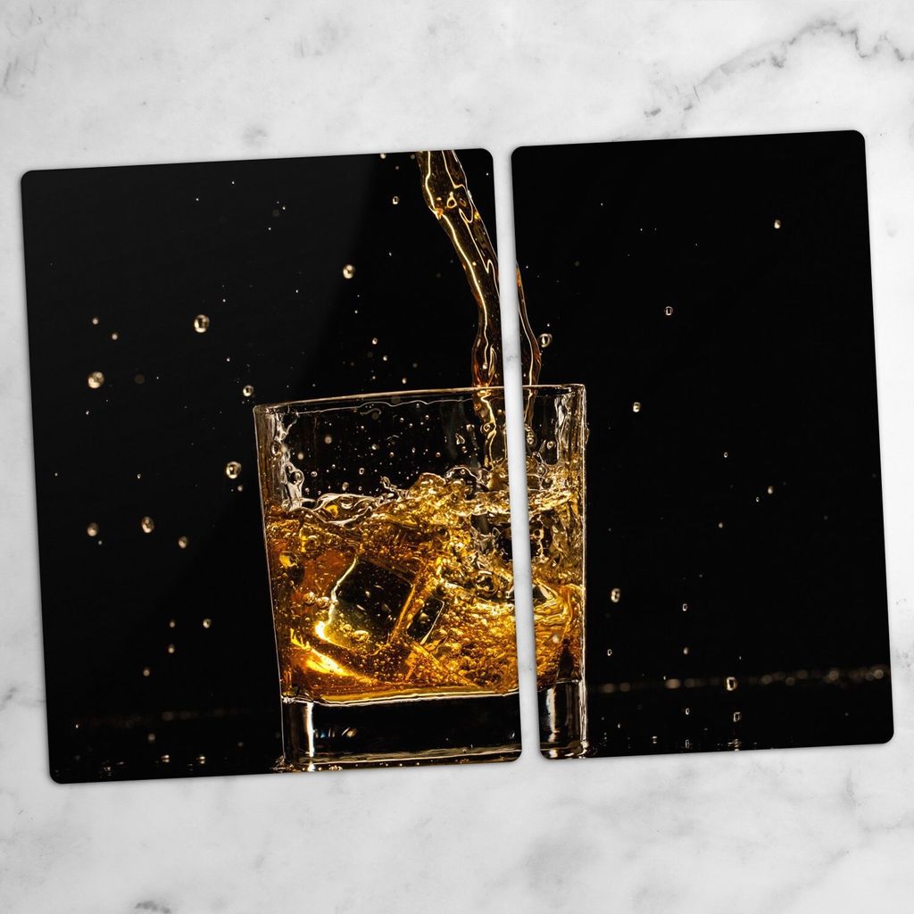 Glas-Herdabdeckplatten Glaskeramikkochfeld-Abdeckung Spritzschutz Glas 70x52 cm Whiskey