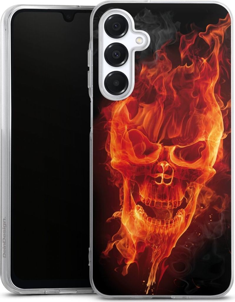 DeinDesign Handyhülle für Samsung Galaxy A16 5G Silikon Hülle Case Smartphone Schutzhülle Feuer Schädel Totenkopf