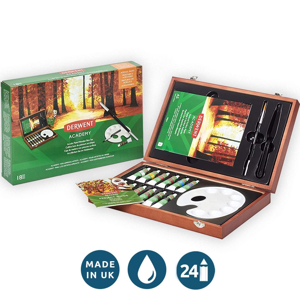 Derwent Academy Acrylic Wooden Box, Multi, Acrylfarbe