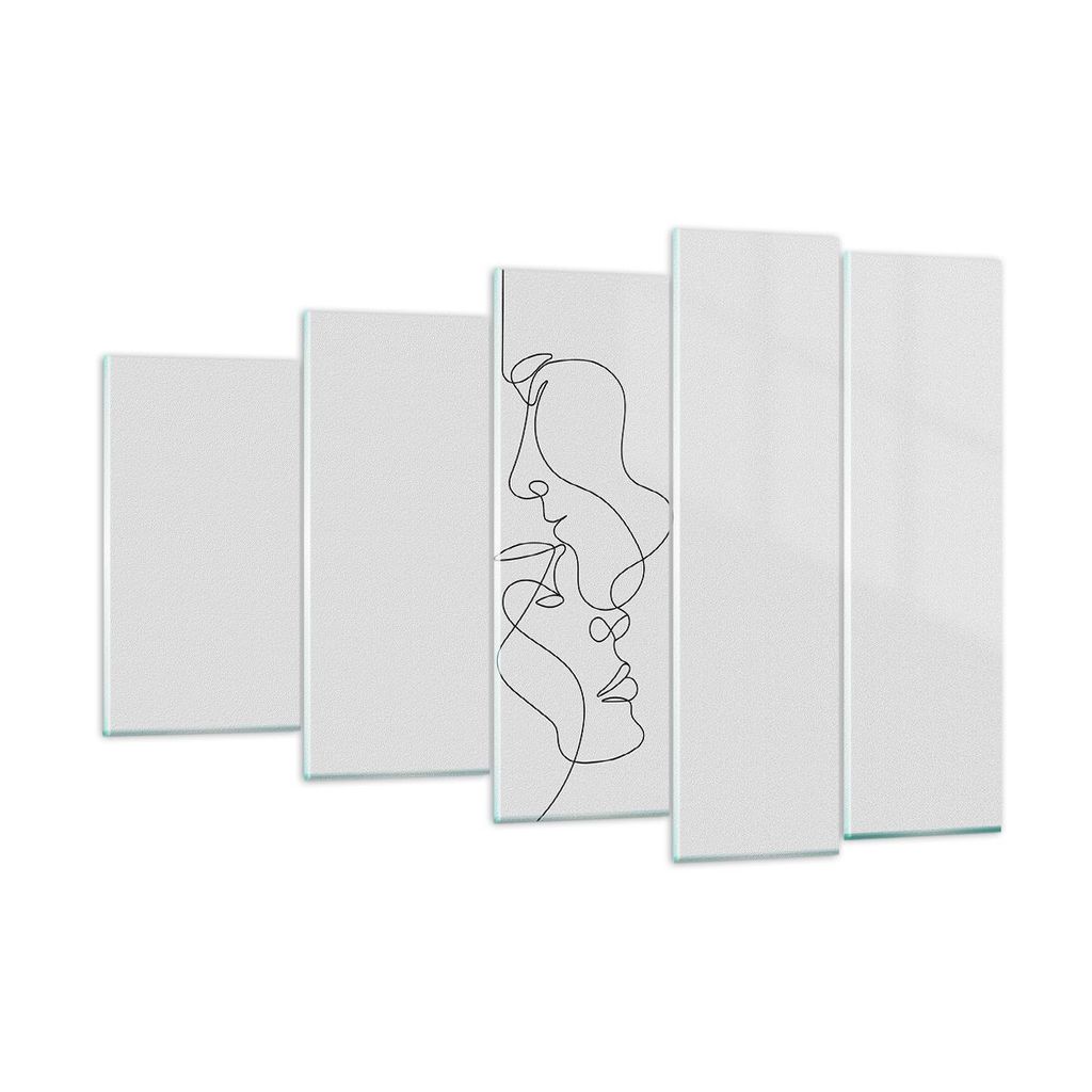 Bilder auf glas - 5 Teile - Stück Linear Paar - 150x100cm - Glasbilder - Wandbilder - Bilder - zum Aufhängen bereit - Wanddekoration aus Glas - G...