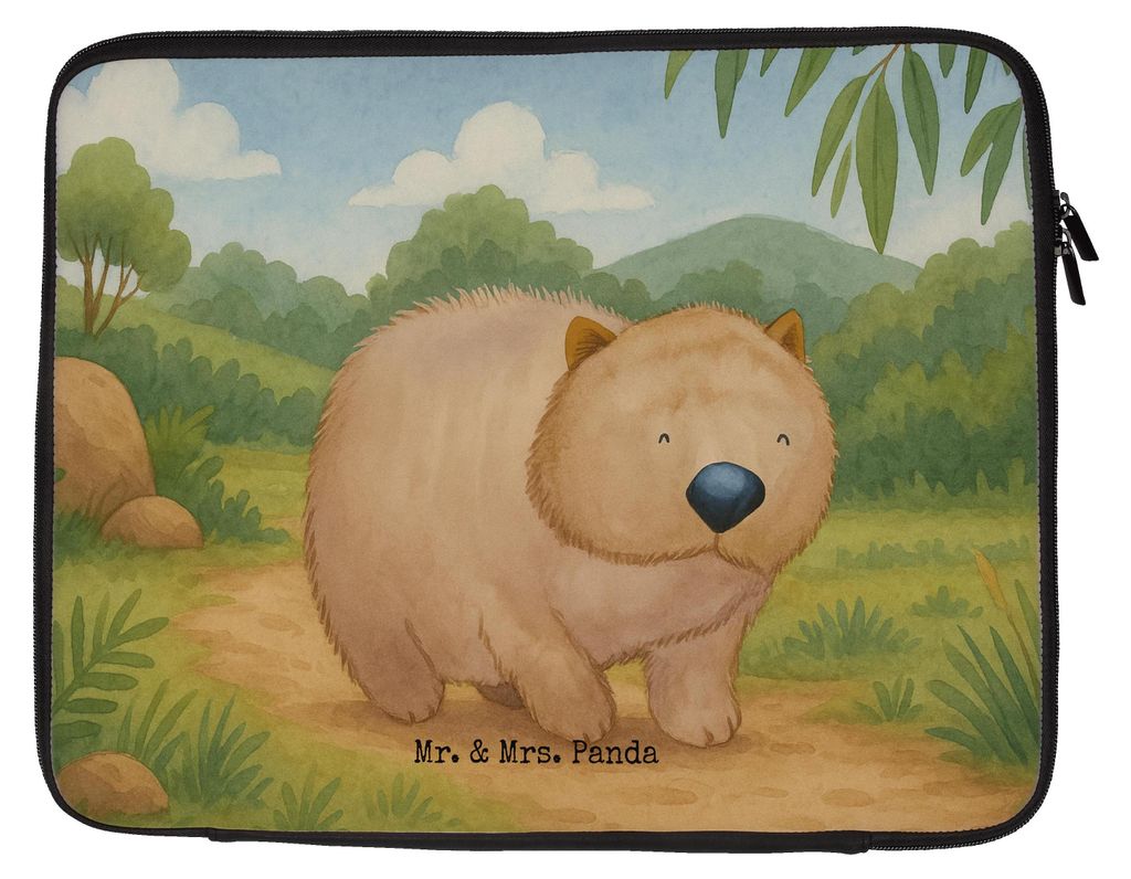 Mr. & Mrs. Panda Laptop Tasche Wombat Design 27 x 36 cm - Weiß - Geschenk, Case, Motivation, Sleeve, Das Leben Ist schön, Laptoptasche, Notebook,...