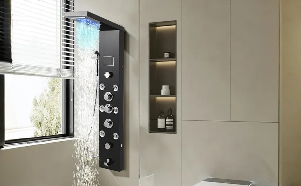Bettizia Pannello Doccia Acciaio Inox Nero Titanio 6 Funzioni Pro