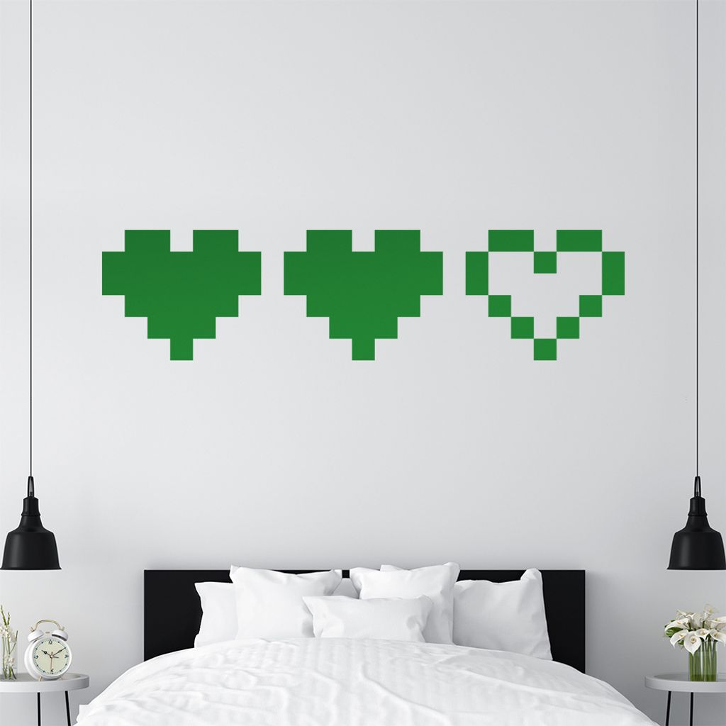 KIWISTAR 3 Herzen - Liebe Leben Gaming Retro Wandtattoo in 6 Größen - Wandaufkleber Wall Sticker - Dekoration, Küche, Wohnzimmer, Schlafzimmer, ...