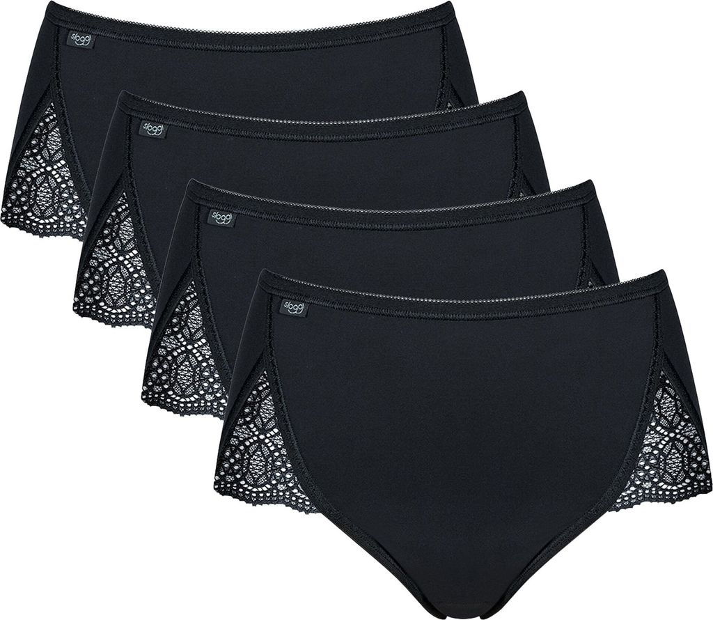 Sloggi Damen Slip - Maxi, Pure Sense Luxe, 4er Pack, einfarbig Schwarz 46