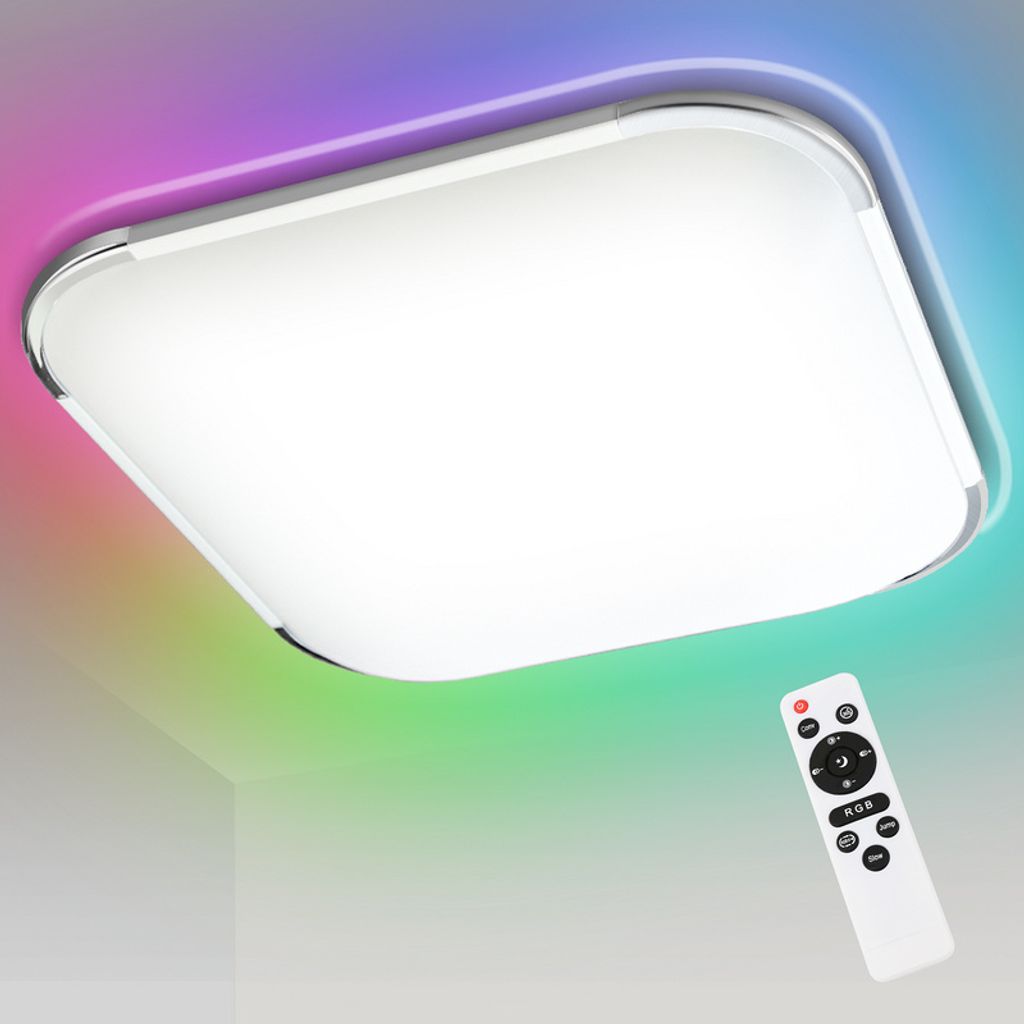 64W LED Dimmbar Deckenleuchte Schlafzimmer Deckenlampe Wohnzimmer Küche RGB Flur 
