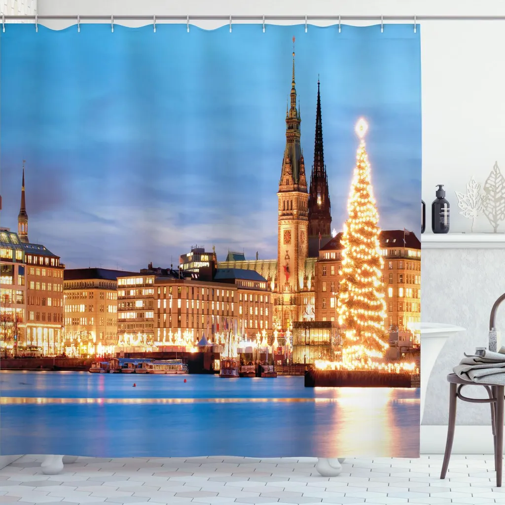Tenda Doccia Design Amburgo 175x180 ABAKUHAUS - Tessuto Antimuffa