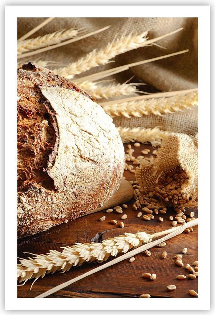 Poster - Poster ohne Rahmen - Brot Bäckerei Lebensmittel Roggen - 61x91,5 cm - Wand Bild - Wanddeko - Wandbilder - Kunstposter - Wandposter - Bild...