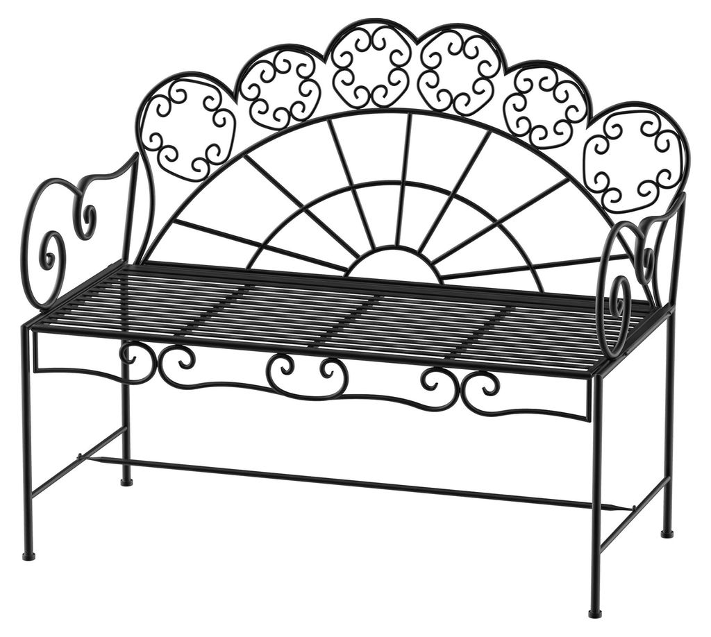 2-Sitzer Gartenbank robust, wetterfest, Metall, 107 x 55 x 92 cm