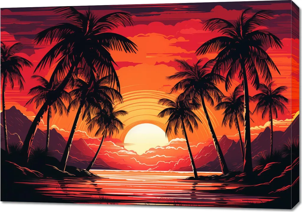 Sublimez un Mur Vide avec cette Image Palmiers au Lagon 100 x 70 cm