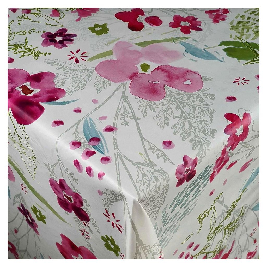 Wachstischdecke Tischdecke Gartentischdecke Größe wählbar Bloom Blume Pink Eckig 120 x 200 cm abwaschbar