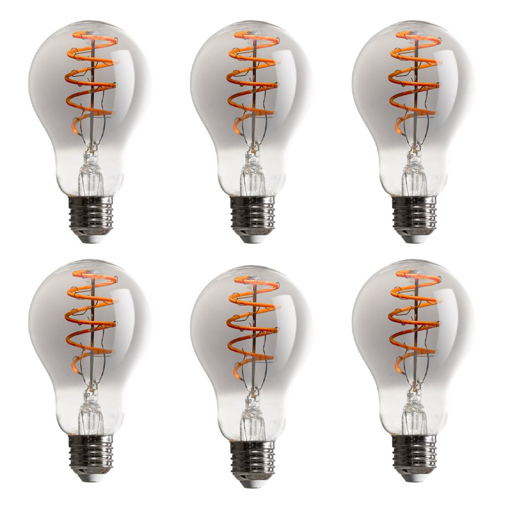 6 x LED Spiral Filament Leuchtmittel A60 Birne 5W E27 Produktbild 