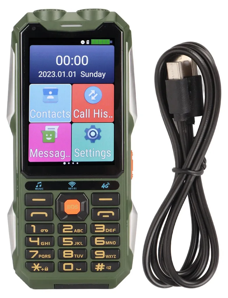 Téléphone portable senior 4G tactile 4 pouces - Batterie 18000mAh Noir