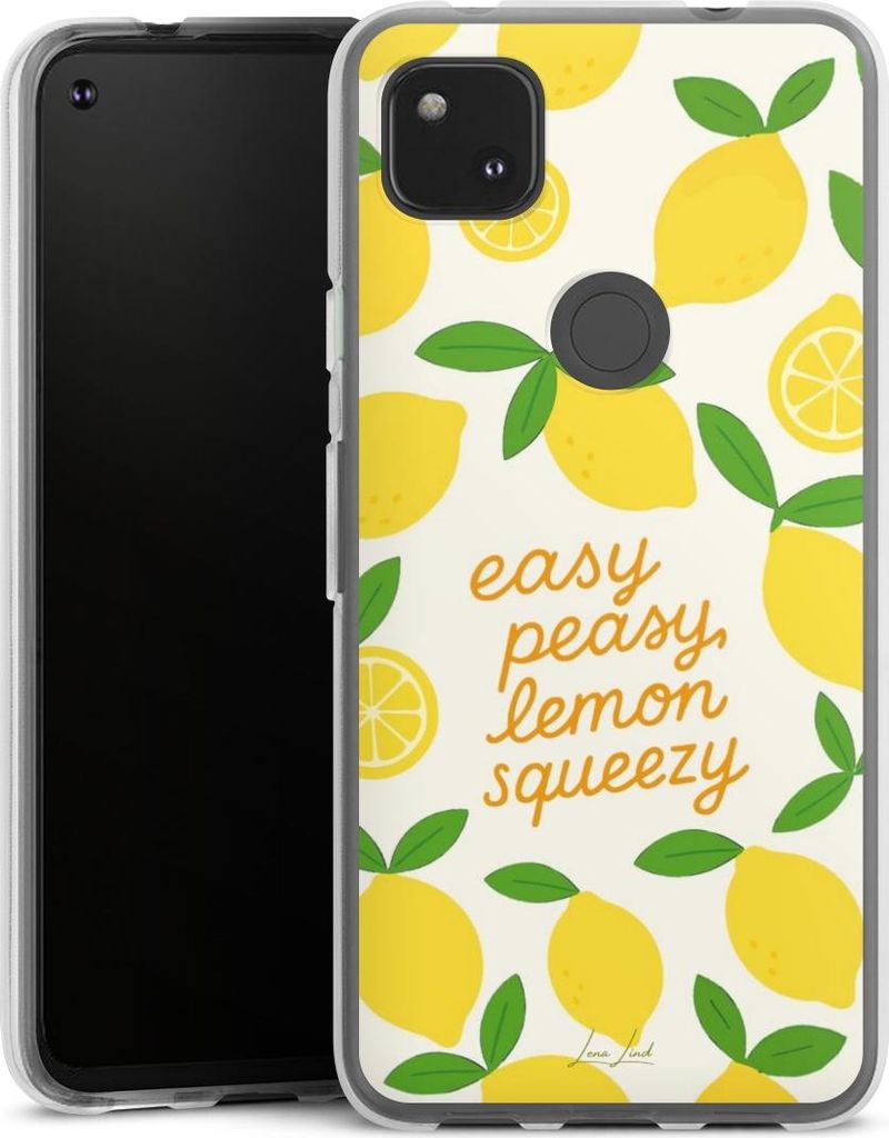 DeinDesign Handyhülle für Google Pixel 4a Silikon Hülle Case Smartphone Schutzhülle Statement Zitrone Spruch