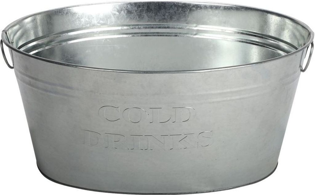 2x Getränkewanne mit Henkel 24 Liter - Zinkwanne wasserdicht Getränkekühler - Großer Sektkühler, Eiskübel, Eiseimer für Garten-Party, Pflanz...