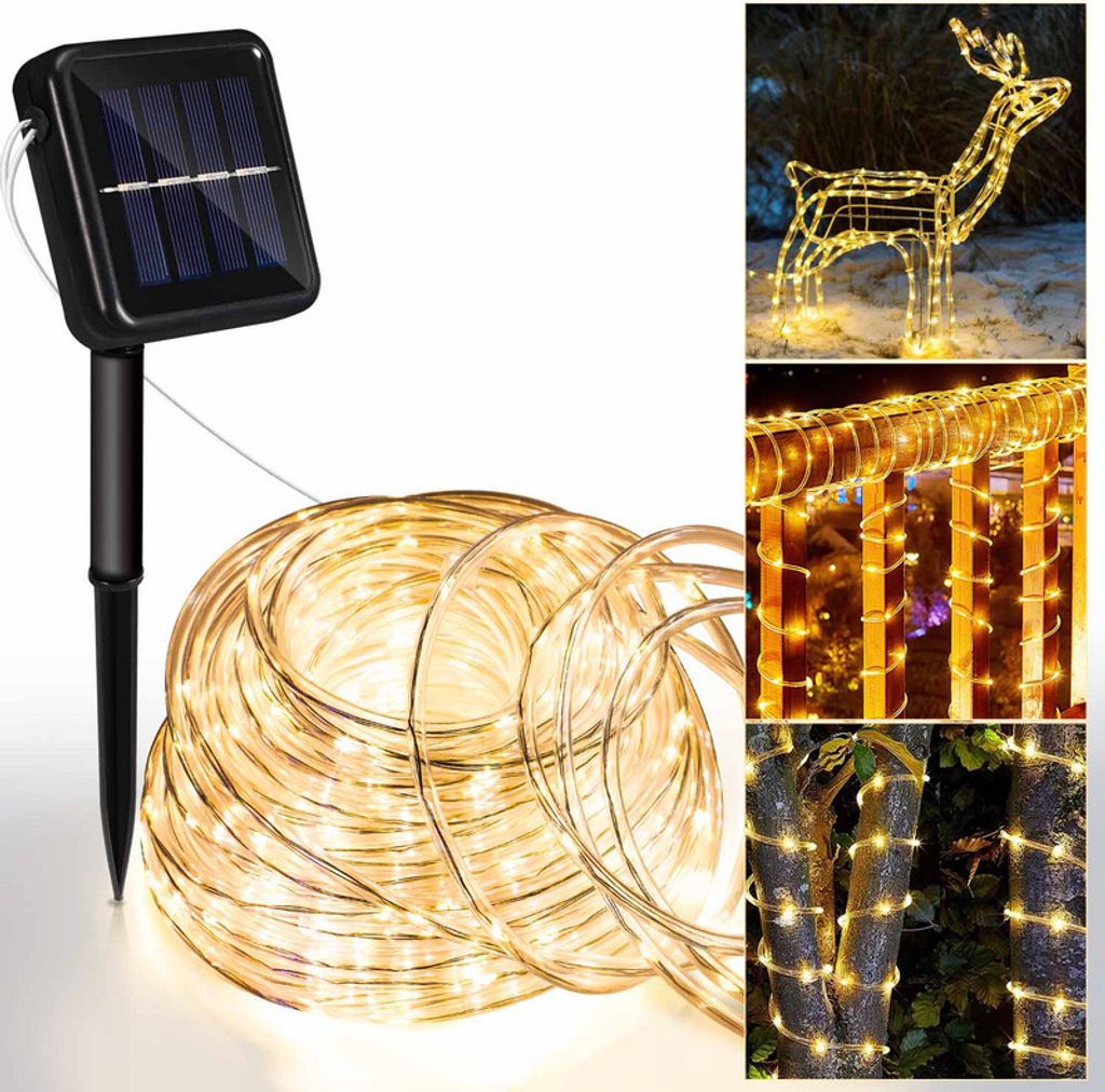 Jopassy Solar Lichterketten 32m 300 LED Lichtschlauch 8 Modi Warmweiss Lichter fuer Party Garden Home Festival Decoratio,Warmweiß