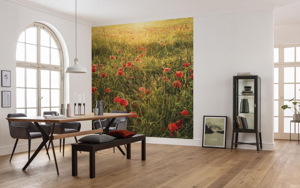 Komar Vlies Fototapete "Poppy World" - Größe: 250 x 280 cm (Breite x Höhe) - 5 Bahnen
