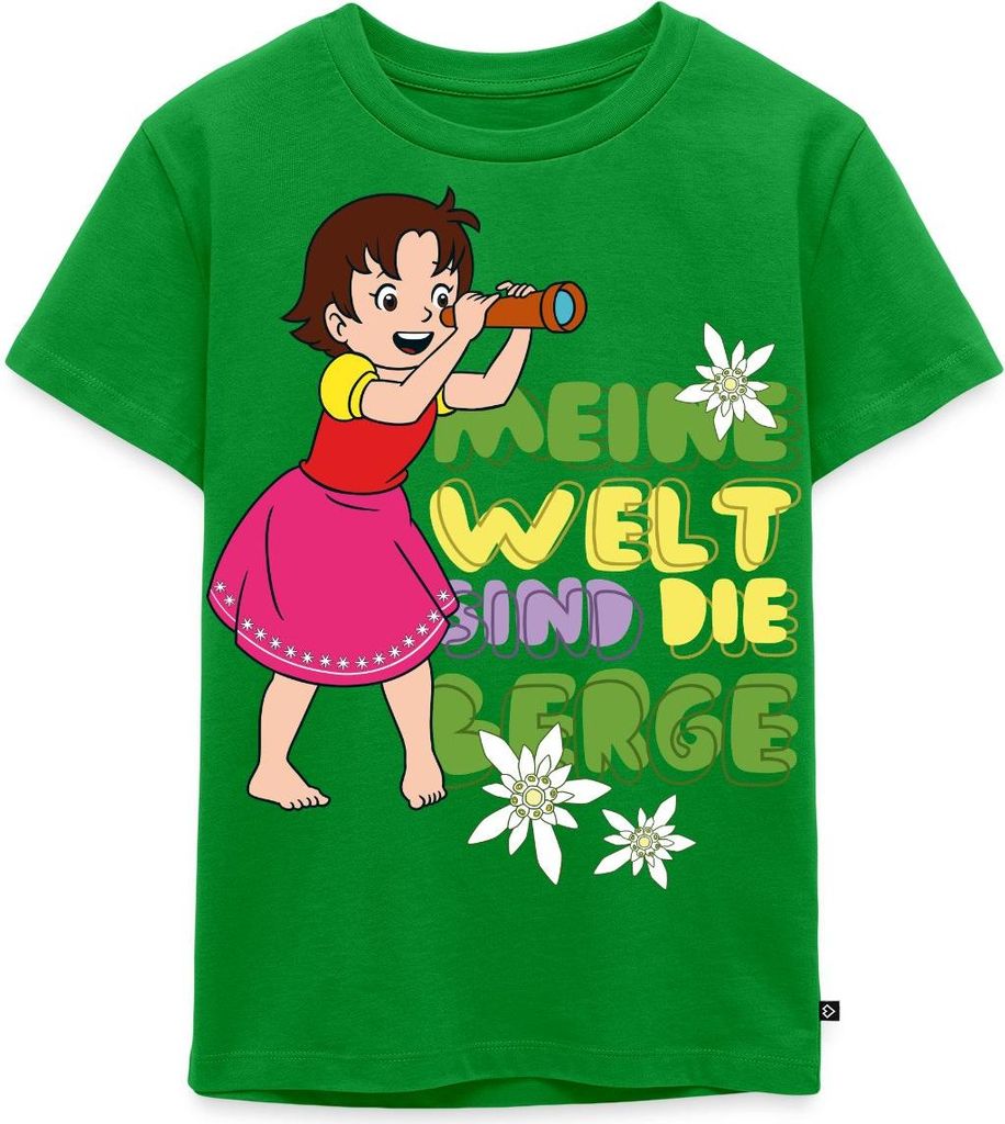 Spreadshirt Heidi Meine Welt Sind Die Berge Fernglas Kinder Premium T-Shirt, 110/116 (4 Jahre), Grün