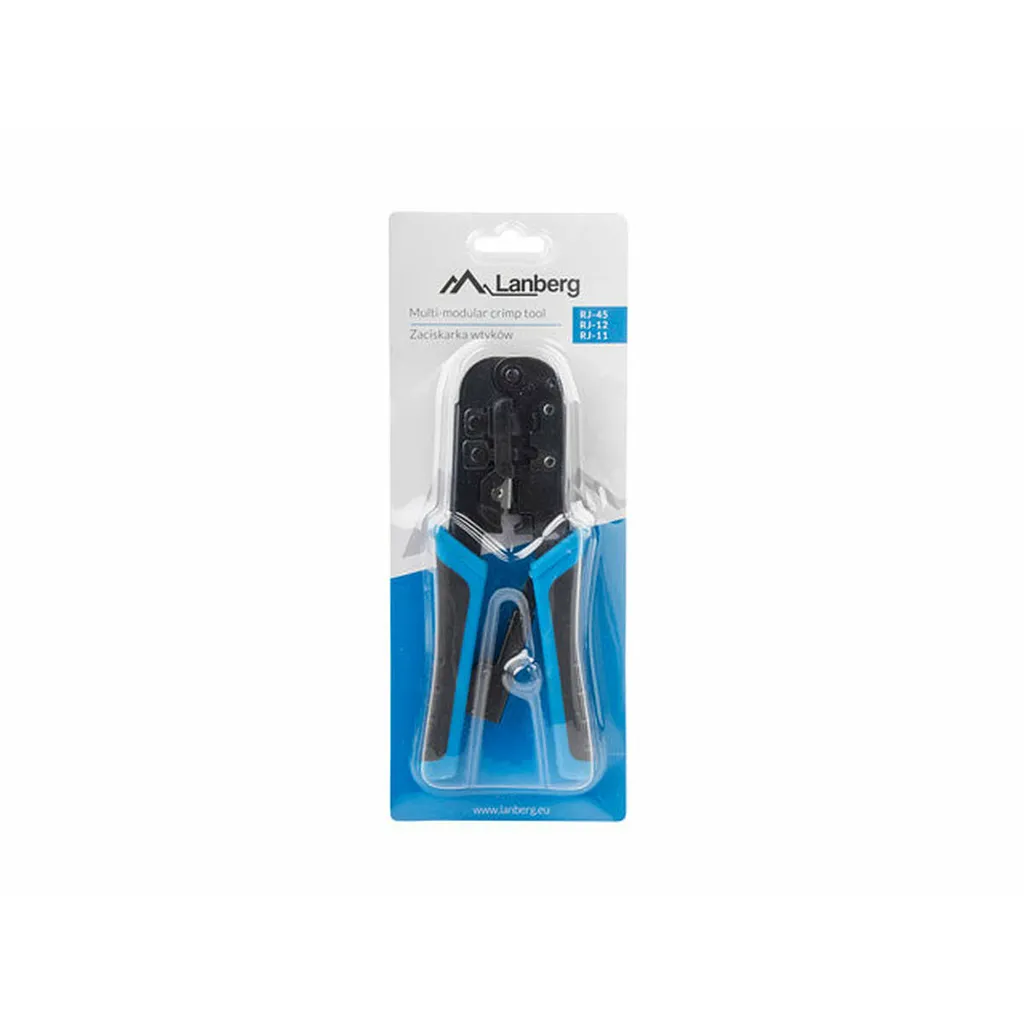 Lanberg NT-0201 Pinza Crimpatrice Professionale RJ45 RJ11 RJ12 Blu Nero