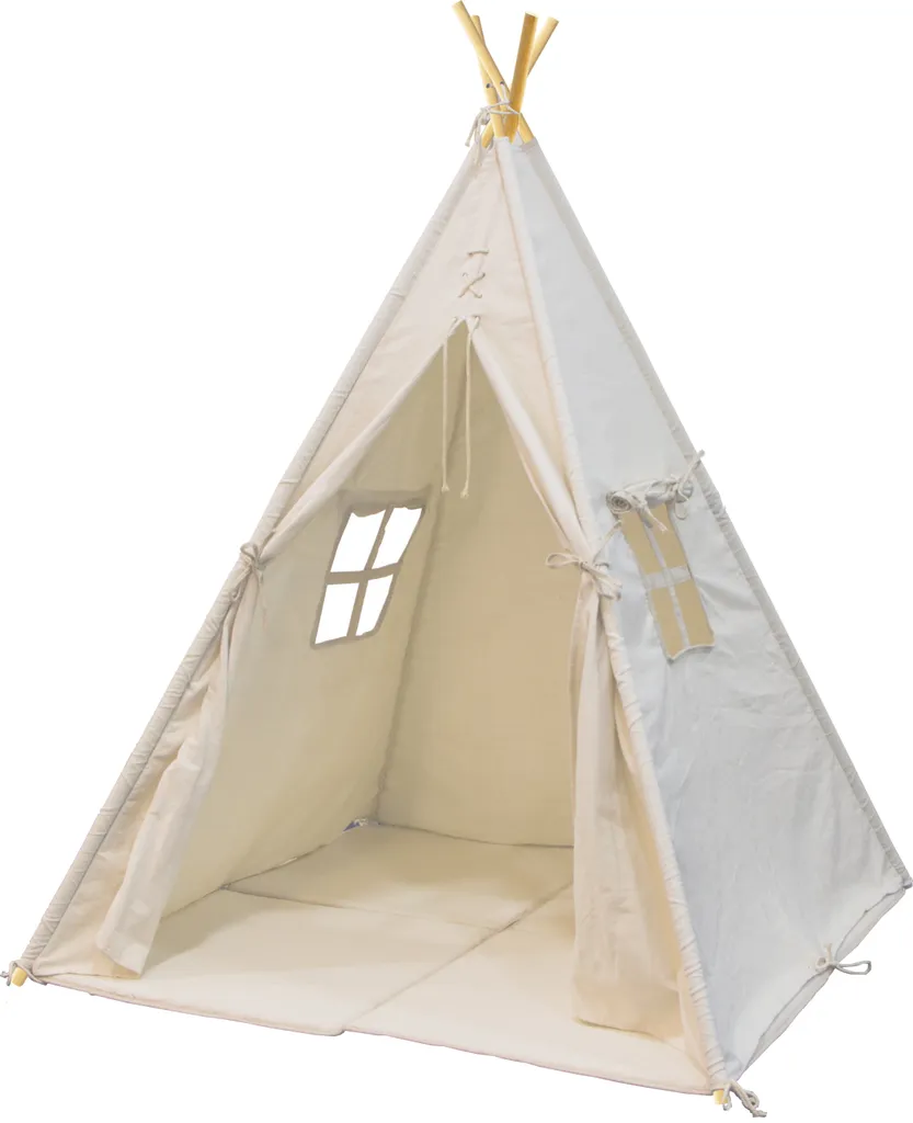 Tipi Enfant Stable avec Tapis Alba Crème 120x120 cm pour Chambre