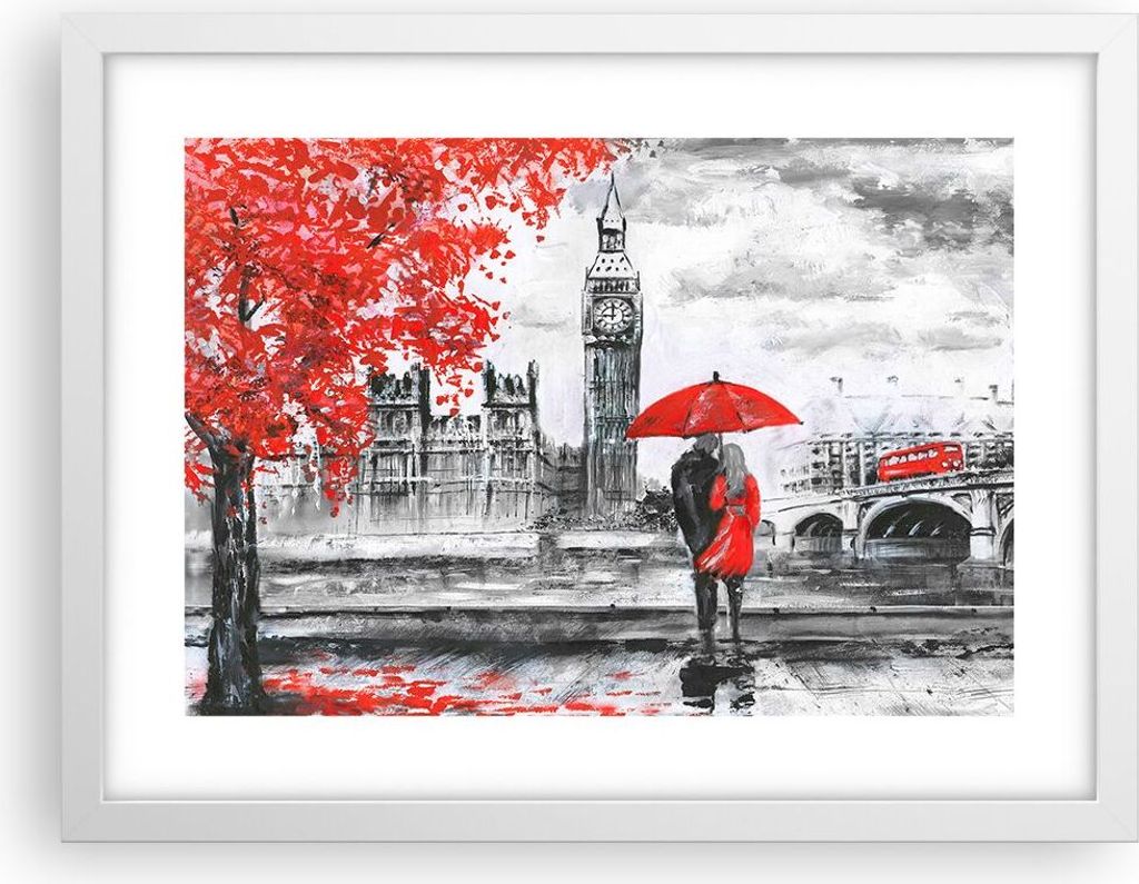Gerahmtes Poster - Weißer Rahmen - London Architektur big ben - 40x30 cm - Wand Bild - Wanddeko - Wandbilder - Wandposter - Bilderrahmen - Bilder ...