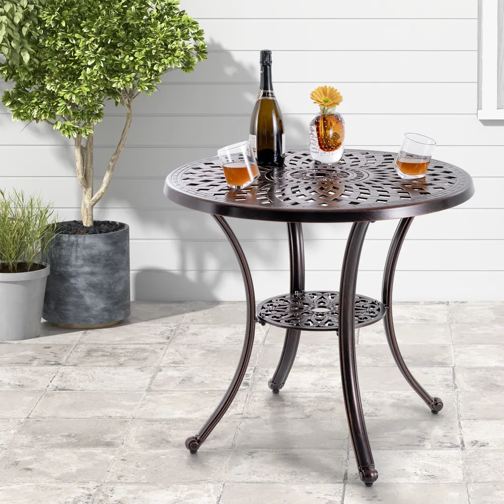 Table de balcon résistante aux intempéries fonte d'aluminium φ79x71cm