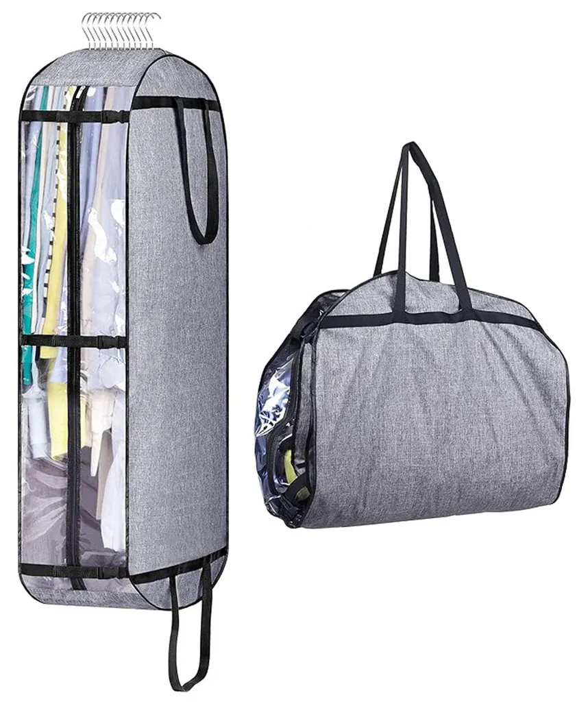 Housse à vêtements 127 cm en tissu Oxford gris pour costumes et voyage
