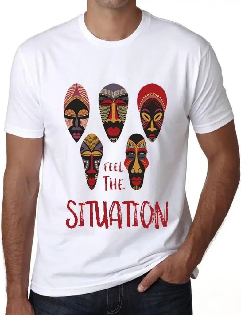 Herren Grafik T-Shirt Einheimische spüren die Situation – Native Feel The Situation – Öko-Verantwortlich Vintage Jahrgang Kurzarm Lustige Druck