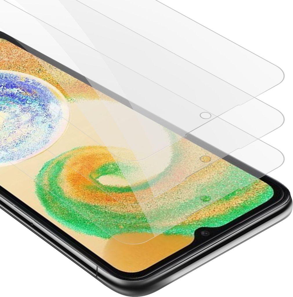 Cadorabo 3x Schutzfolie für Samsung Galaxy A04s in KRISTALL KLAR Gehärtetes Tempered Display-Schutzglas Panzerfolie