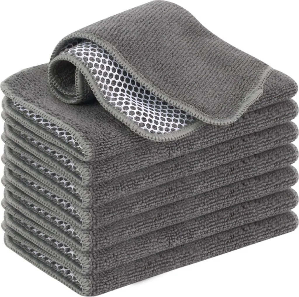 Lot de 8 Chiffons Microfibres pour Vaisselle et Cuisine Grattage sans Rayure