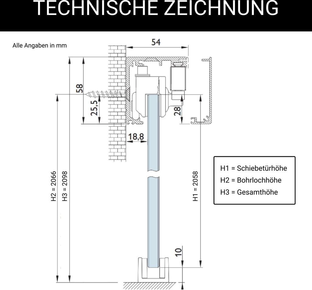 Glasschiebetür Komplettset Klarglas 935x2058 inkl. Softstop Produktbild 4