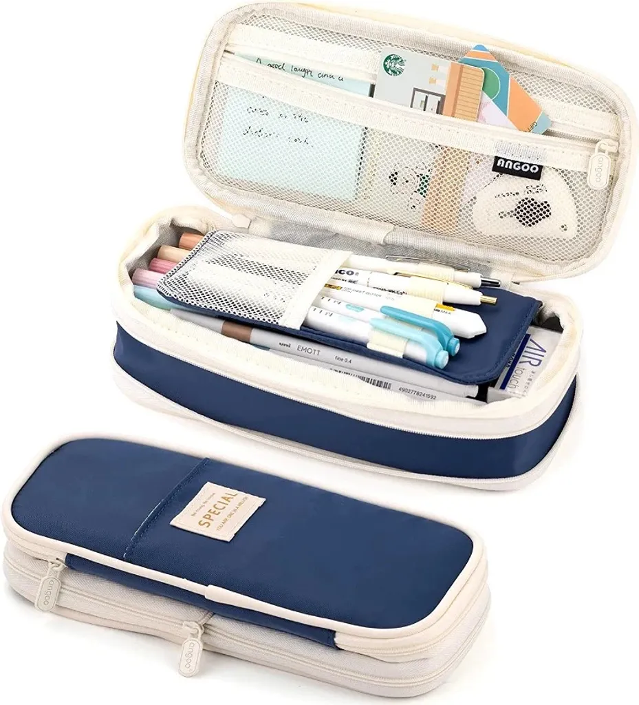 Organizer per matite Classic, blu scuro, poliestere, 22x10,5x6,5 cm