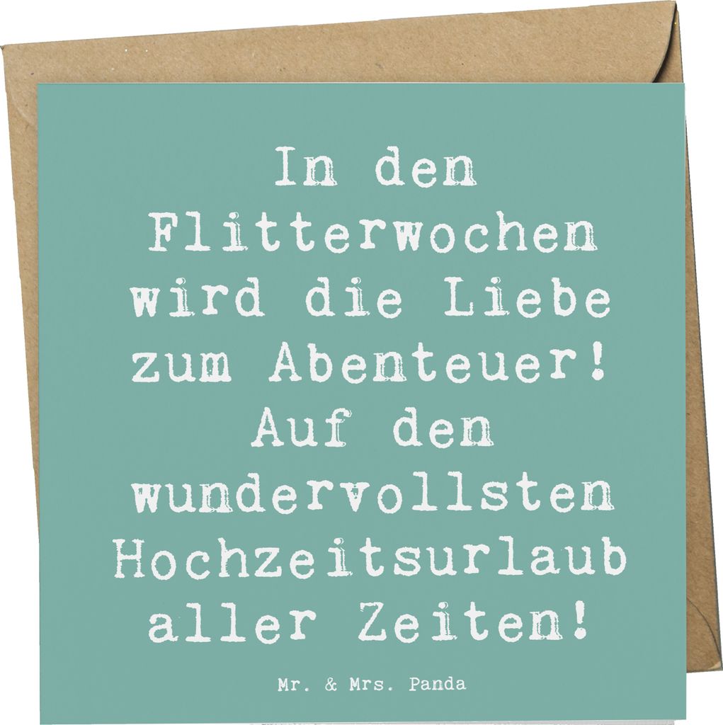 Mr. & Mrs. Panda Klappkarte Spruch Flitterwochen Abenteuer - Meeresbrise - Geschenk, Romantik, Geschenke, doppelkarte, faltkarte, Grußkarte, Liebe...