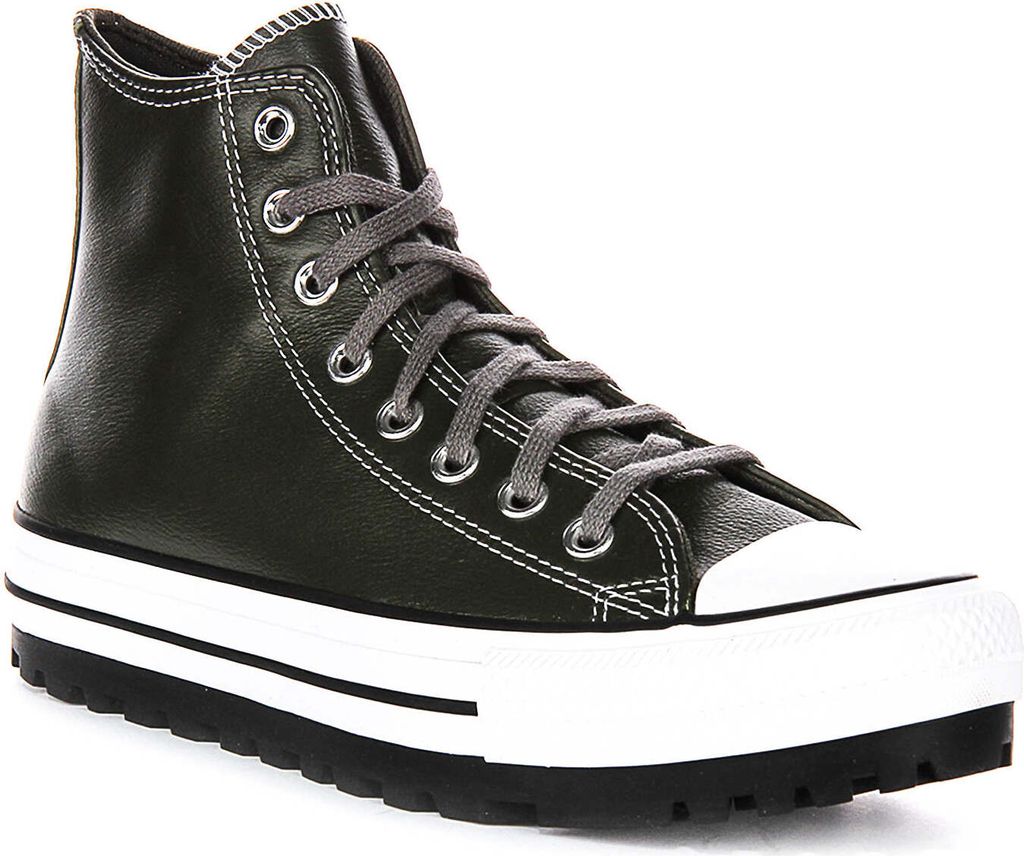 Converse All Star City Trek A09489C in Dunkelgrünem Leder – 9.5 UK - 43 EU - 9.5M/11.5F US / Dark Green