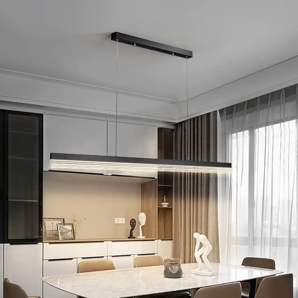 Suspension LED Cuisine et Salon 90 cm Noir pour Éclairage Ajustable