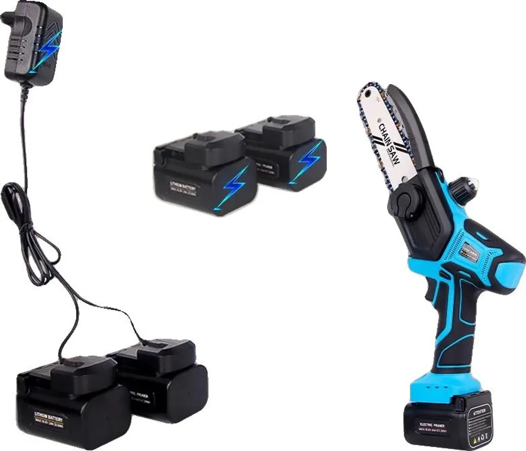 Tronçonneuse électrique 4 Ah moteur Brushless et 2 batteries 18V