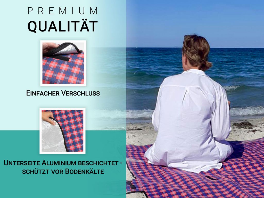 Picknickdecke 200x200cm Wasserdicht - Zusammenlegbare Outdoor Matte Schnelltrocknend