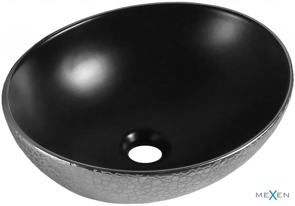 Mexen Elza 21014022 Lavabo Ovale Nero Argento: L'Arte in Bagno