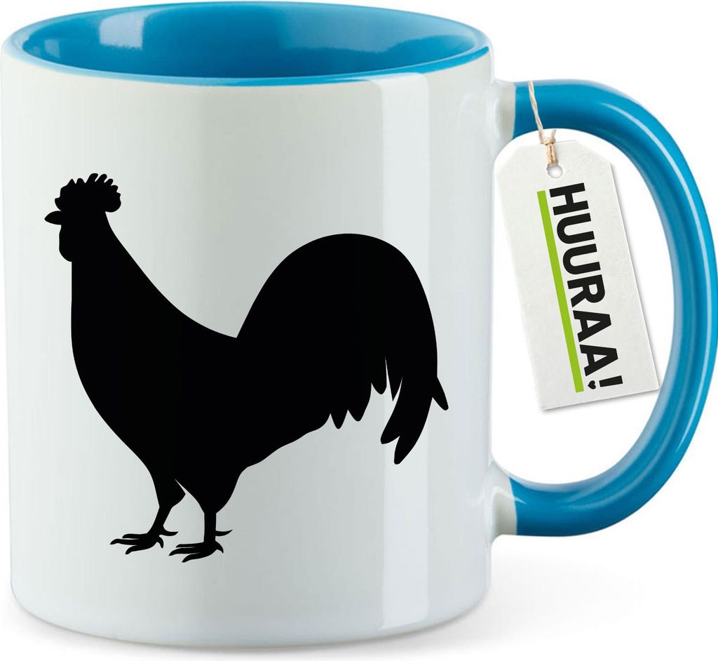 Huuraa Kaffeetasse Hahn Silhouette 330ml Blau Keramik Kaffeebecher Geschenkidee