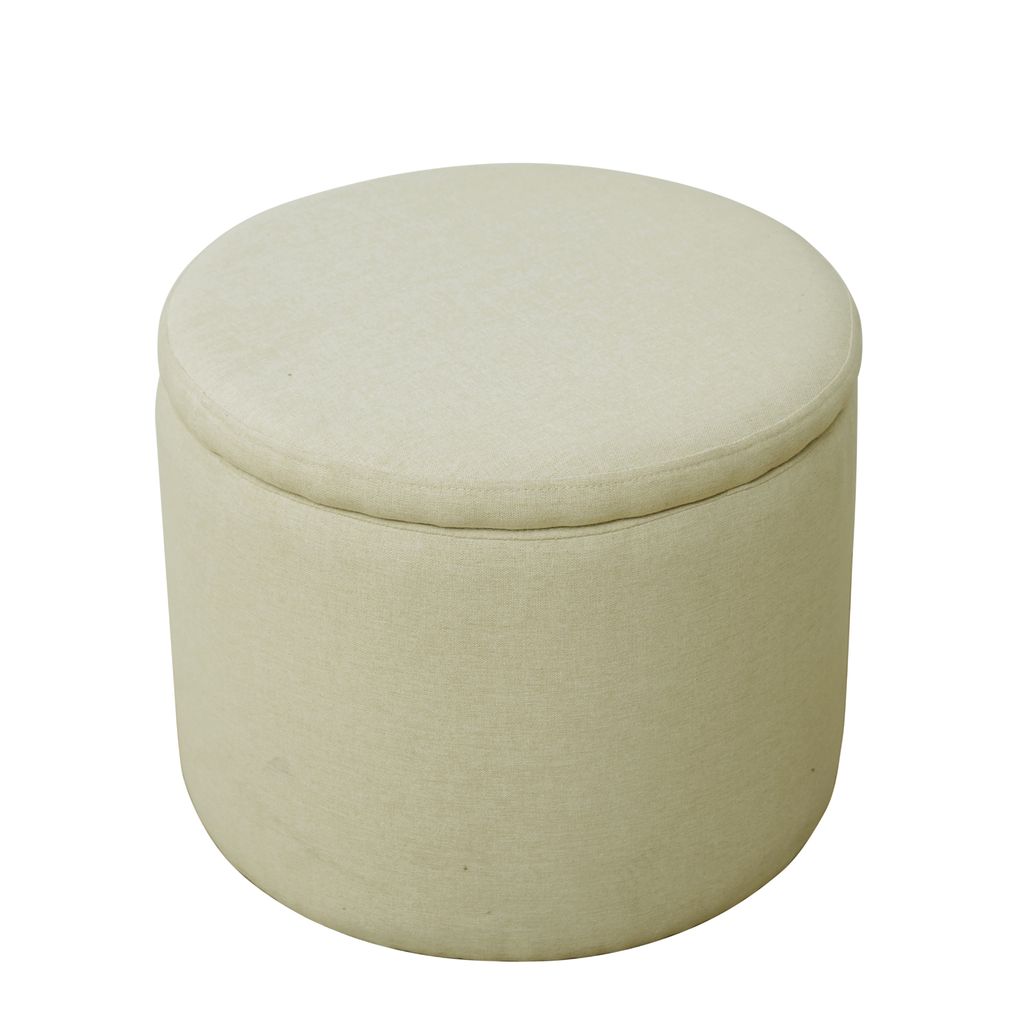 SVITA AMBER Aufbewahrungsbox mit Deckel Hocker mit Stauraum Sitzhocker Beige
