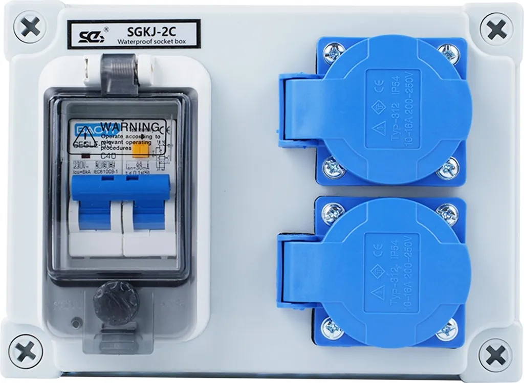 Boîte de distribution étanche 2 prises IP54 pour usage industriel