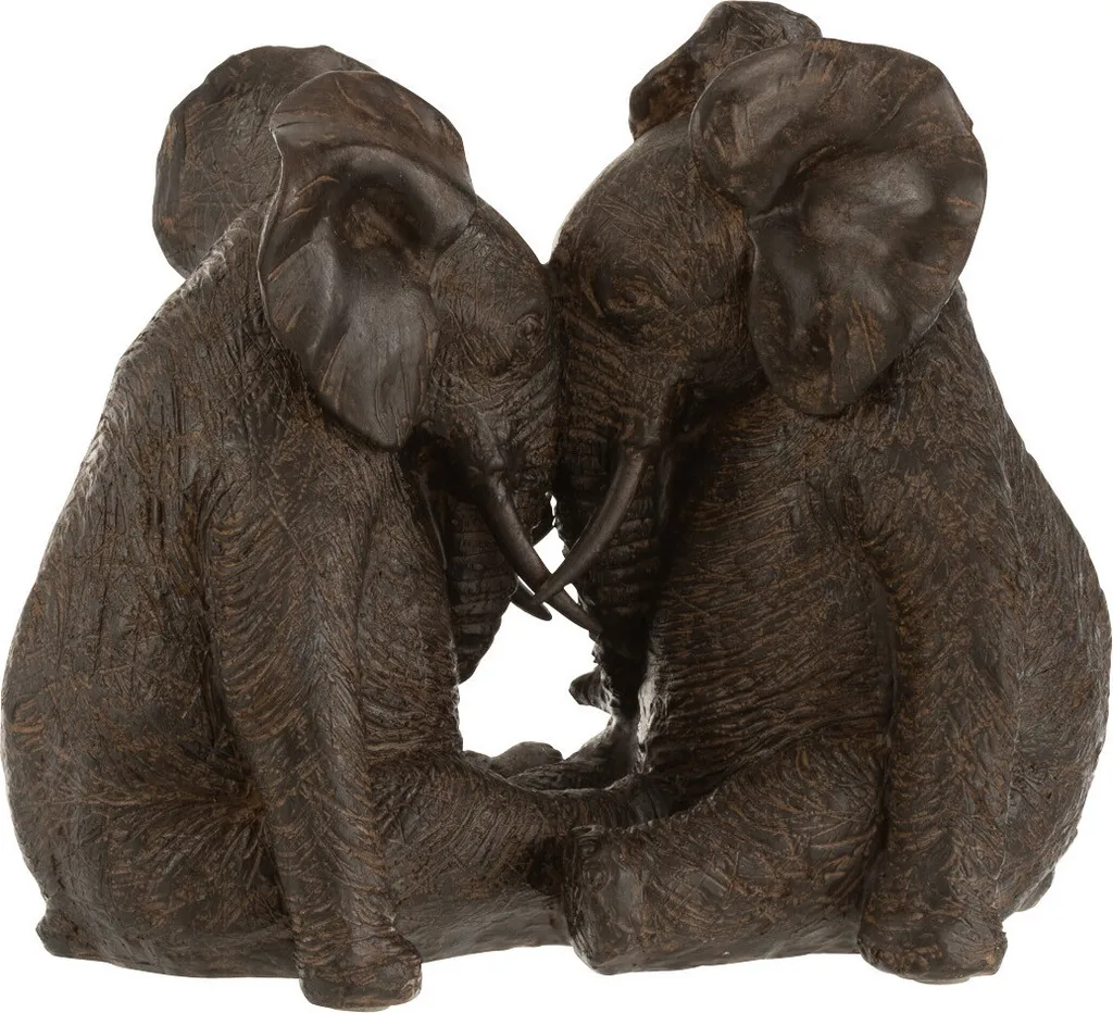 Paire d'éléphants marron J-Line : l'astuce pour une déco chic et compacte