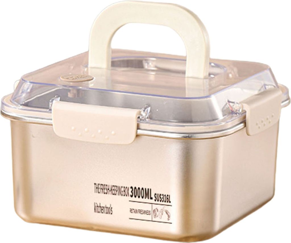 1200/2300/3000 ml Lunchbox-Behälter aus Edelstahl, tragbar, professioneller Verschlussdeckel, auslaufsicher, Bento-Box, Lebensmittelbehälter zur ...