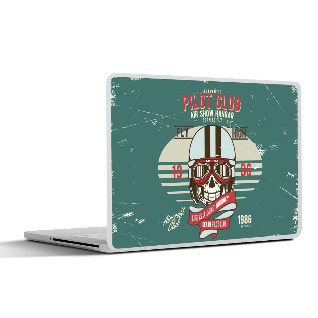 MuchoWow Laptop Aufkleber Sticker Cover Totenkopf - Kleidung - Pilot - Vintage 32.5x23.5 cm - Sticker für Laptop - Selbstklebend