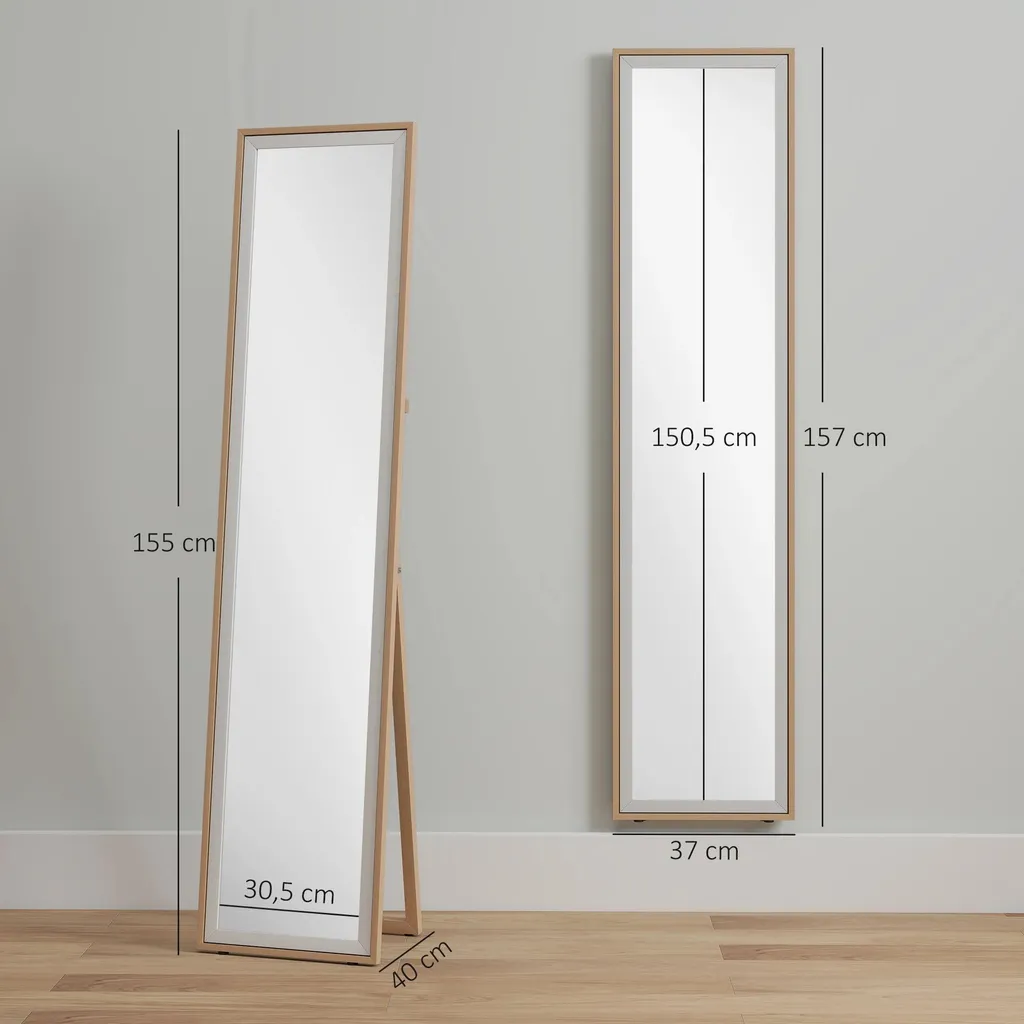 Miroir intégral pose libre idéal pour dressing et essayages de vêtements